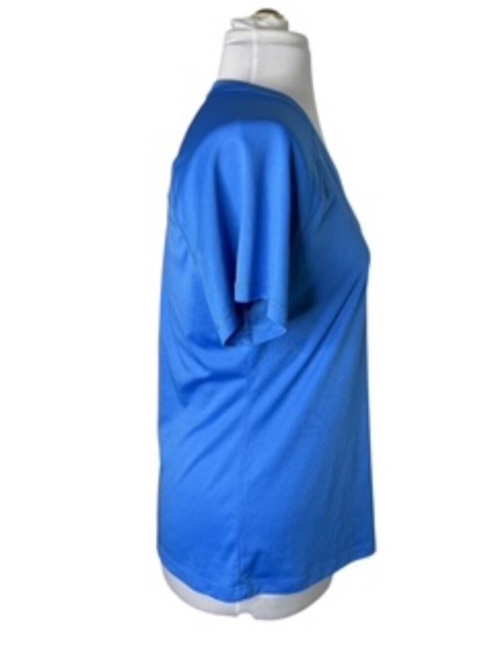 Raglan Short Sleeve V-Neck Bright Blu Tee-Shirt - Picture 3 of 4